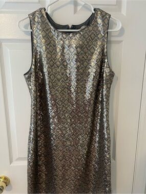 Banana Republic Metallic Gold and Black Sleeveless Evening Dress